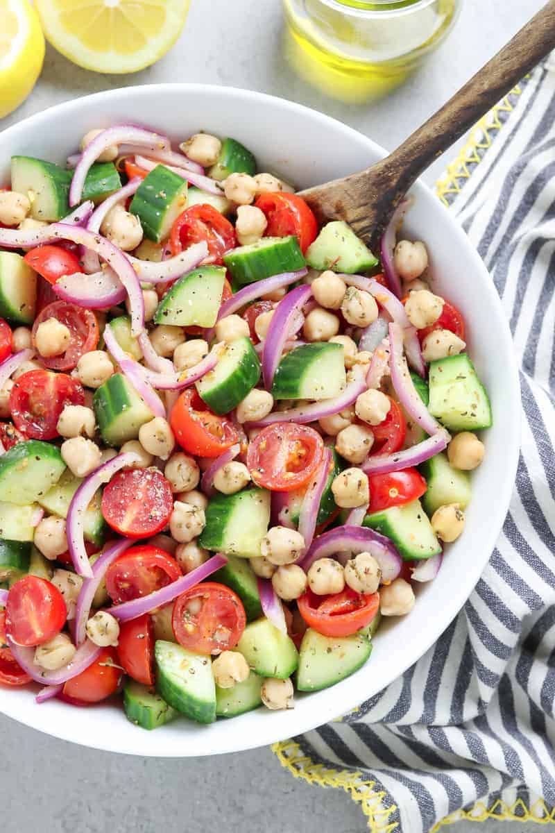 Cucumber and Tomato Salad with Chickpeas